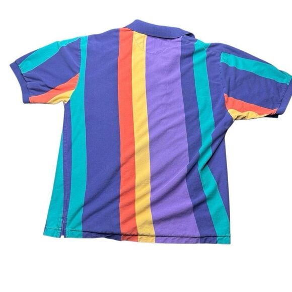 Vtg Chaps Ralph Lauren Polo Shirt Mens Medium Vertical Stripe Crest Crown Y2K - Picture 6 of 12